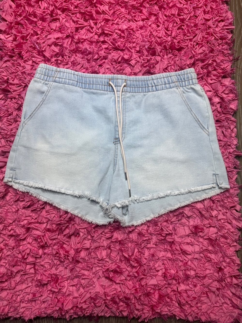 Celebrity Pink Light Blue Denim Drawstring Shorts